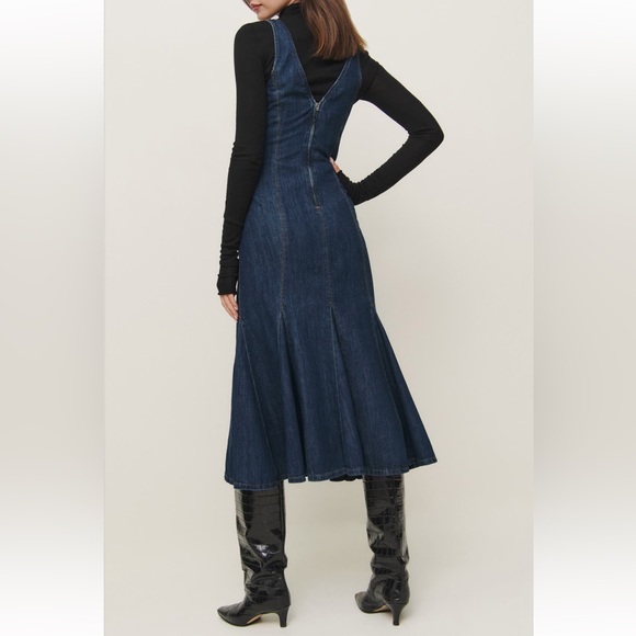 NWT Reformation Serafina Denim Midi Dress - Picture 3 of 11